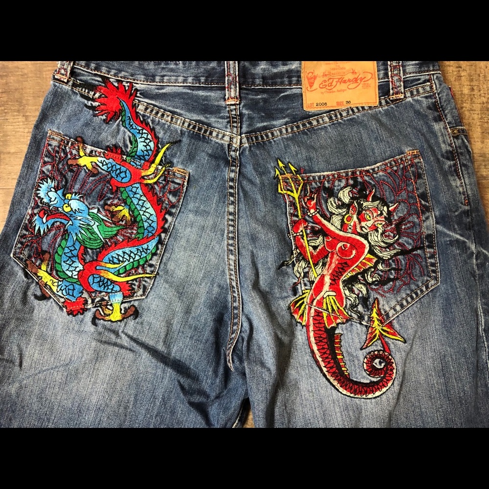 Ed Hardy 36” Jean Shorts